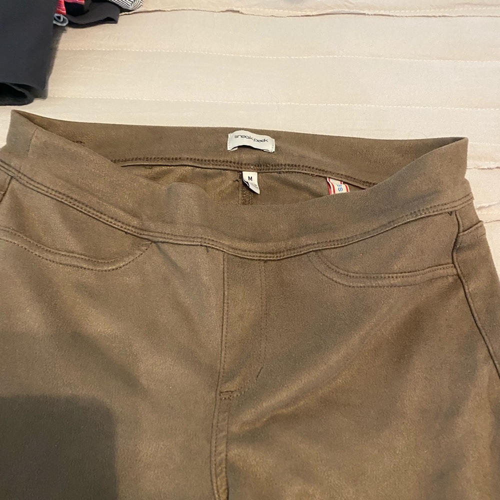 Faux suede leggings- taupe